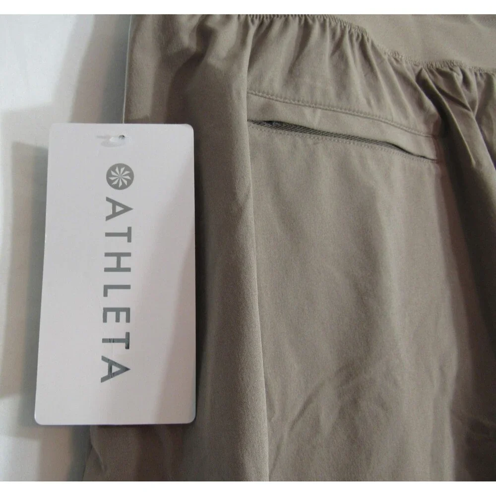 Athleta Brooklyn Heights Brown Jute Short Zip Pockets Skort Size 2 NWT